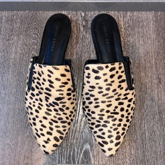 Jenni Kayne Pony Hair Mule Womens 39 /9 US Cheetah Slip On Point Toe Flat - Picture 5 of 10